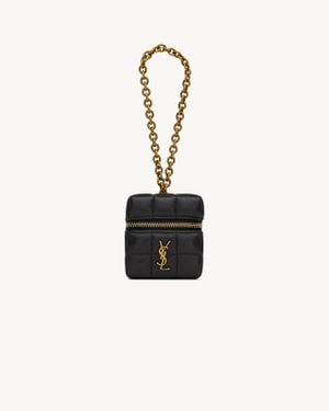 Saint Laurent Cassandre Matelassé Carré Mini Cube On Chain - Black