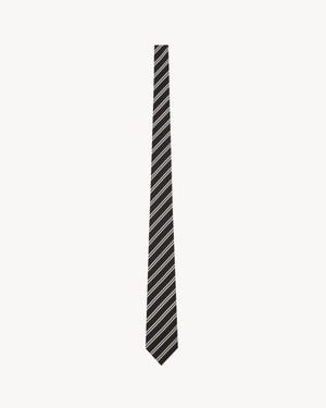 Saint Laurent Striped Tie - White