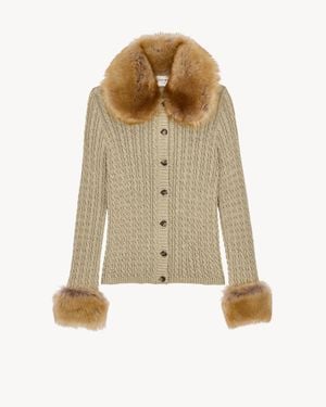 Saint Laurent Cable-Knit Cardigan - Natural