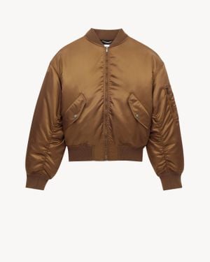 Saint Laurent Bomberjacke Aus Glänzendem Nylon - Braun