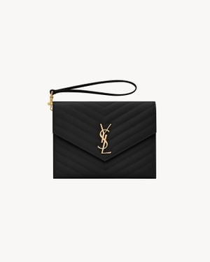 Saint Laurent Cassandre Matelassé Flap Pouch - Nero
