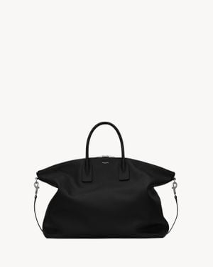 Saint Laurent Grand Sac Bowling En Cuir Grainé Souple - Black