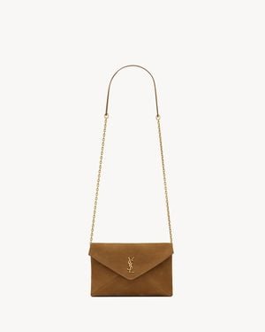 Saint Laurent Cassandre Petite Pochette À Chaîne En Suède - Blanc