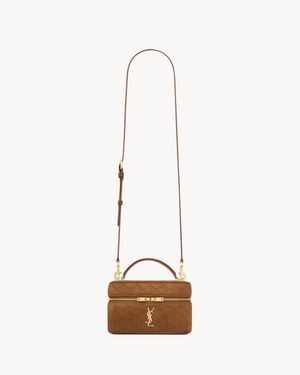 Saint Laurent Gaby Sac Vanity En Suède - Neutre
