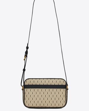 Saint Laurent Le Monogramme Camera Bag In Monogram Canvas And Smooth Leather - Natural
