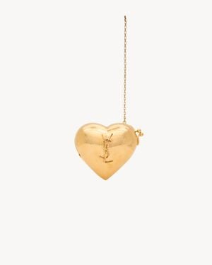 Saint Laurent Evening Mini Heart Minaudière - Metallic
