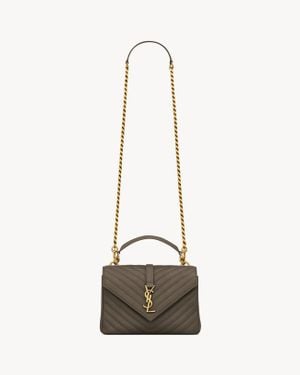 Saint Laurent Collège Medium En Cuir Matelassé - Blanc