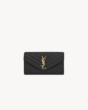 Saint Laurent Saint Laone Sizerent カサンドラ マトラッセ ラージフラップウォレット（ラムスキン） - ホワイト