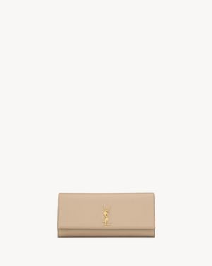 Saint Laurent Kate Clutch En Cuir Grain De Poudre - Neutre