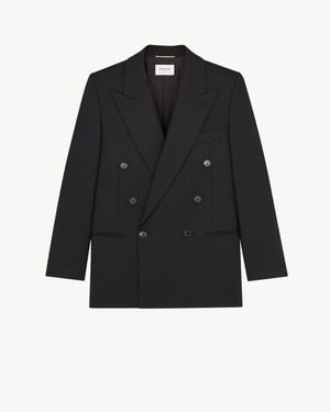 Saint Laurent Double-Breasted Short Jacket - Black
