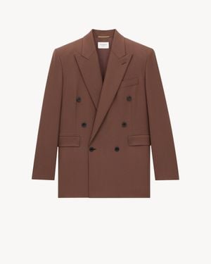 Saint Laurent Double-Breasted Jacket - Brown
