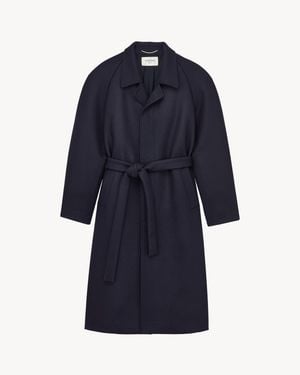 Saint Laurent Belted Balmacaan - Blue