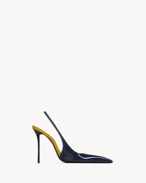 Saint Laurent Amalia Slingbacks En Cuir Verni - Blanc