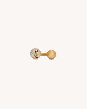Saint Laurent Anello Con Perla Ysl E Sfera - Metallizzato