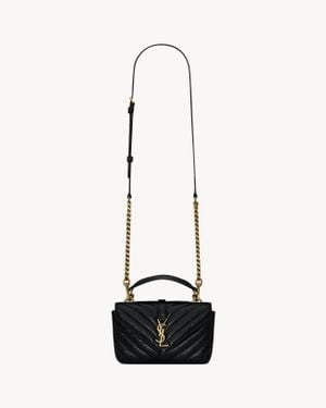 Saint Laurent Mini University Leather Shoulder Bag - White