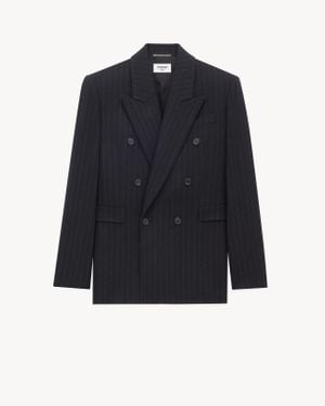 Saint Laurent Pinstripe Jacket - Blue