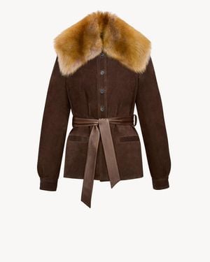 Saint Laurent Belted Jacket - Brown