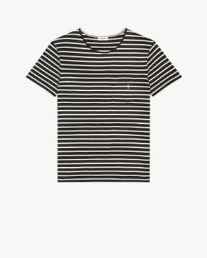 Saint Laurent モノグラムtシャツ(ジャージー/ストライプ) - ブラック