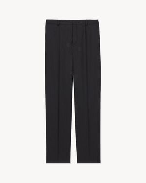 Saint Laurent Pantalon Slim En Laine À Fines Rayures - Noir