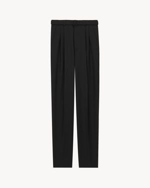 Saint Laurent Pantalon Slim En Gabardine De Laine - Noir