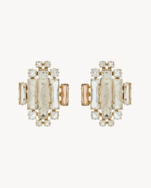 Saint Laurent Crystal Medallion Earrings - Metallic
