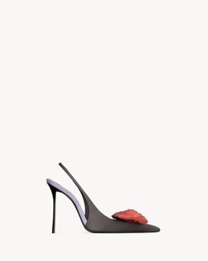 Saint Laurent Amalia Slingbacks En Crêpe Satin - Blanc