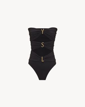 Saint Laurent Ysl Strapless Swimsuit - Black
