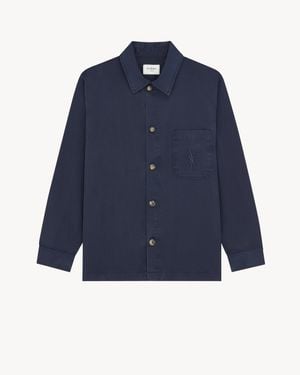 Saint Laurent Cotton Cassandre Overshirt Jacket - Blue