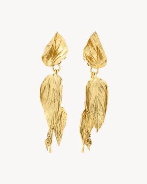Saint Laurent Cassandre Leaf Earrings - Metallic