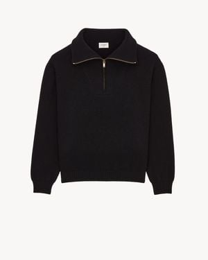 Saint Laurent Half-Zip Jumper - Black