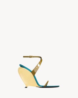 Saint Laurent Saint Laone Sizerent タルーラ ウェッジ（パテントレザー） - グリーン