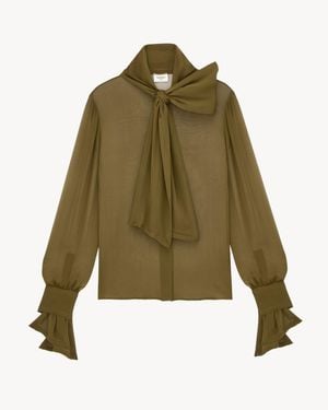 Saint Laurent Lavallière Blouse - Green