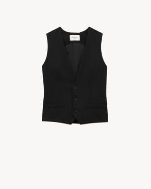 Saint Laurent Grain De Poudre Vest - Black