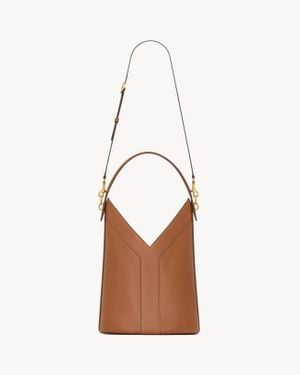 Saint Laurent Y Bucket Top Handle En Cuir Ambre - Blanc