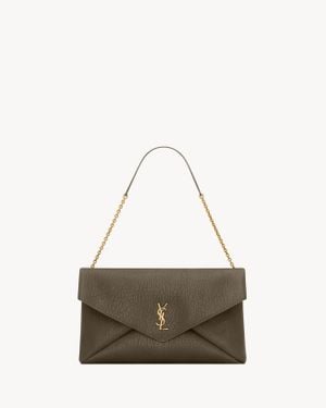 Saint Laurent Cassandre Xxl Pochette À Chaine En Cuir D'Agneau Vert - Neutre
