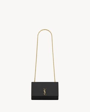 Saint Laurent Kleine Kate Aus Leder Mit Grain-De-Poudre-Prägung - Weiß