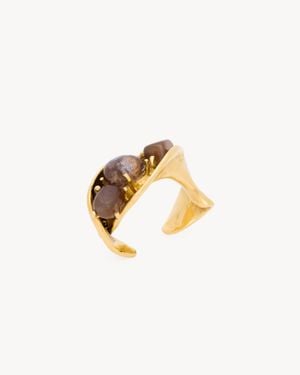 Saint Laurent Gedrehter Armreif Aus Chalcedon, Moosachat One Sizend Metall Gelb - Mettallic