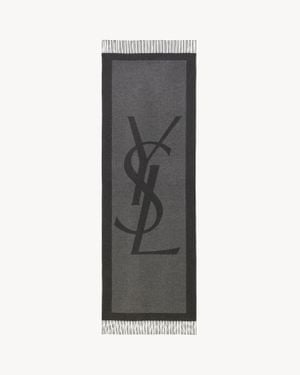 Saint Laurent Cassandre Écharpe En Jacquard De Soie - Gris