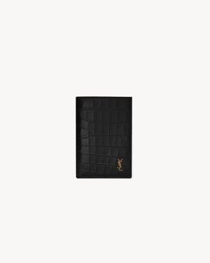 Saint Laurent Tiny Cassandre Credit Card Wallet - Black