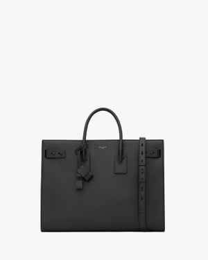 Saint Laurent Sac De Jour Thin Large En Cuir Grainé - Black