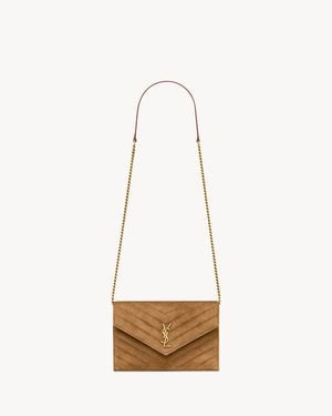 Saint Laurent Cassandre Envelope Chain Wallet - White
