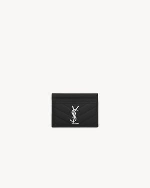 Saint Laurent Cassandre Matelassé Card Case - White