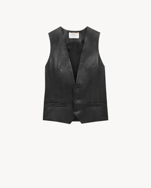 Saint Laurent Lambskin Waistcoat - Black