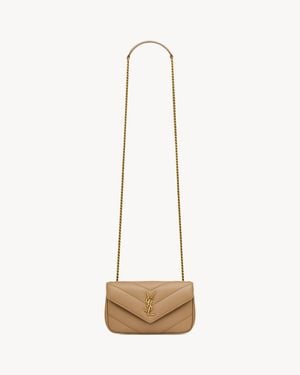 Saint Laurent "Lou" Small Crossbody Bag - Natural