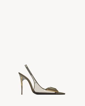 Saint Laurent Sibyl Slingback-Pumps Aus Tpu, Lackleder One Sizend Satin - Weiß