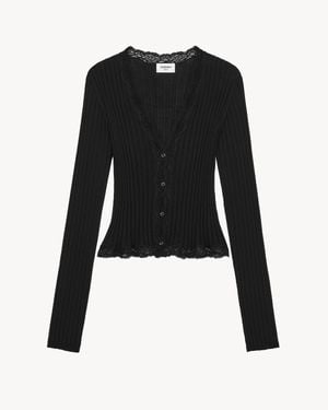Saint Laurent Laced Cardigan - Black