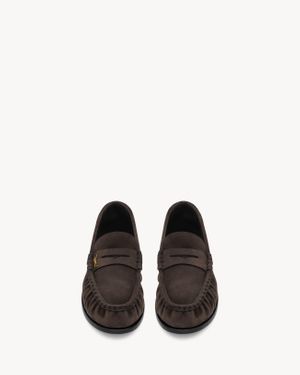 Saint Laurent ル ローファー ソフト（スエード） マロン メタリック 