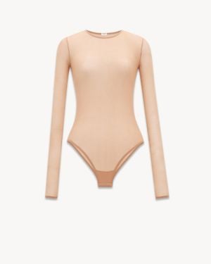 Saint Laurent Sheer Stretch Jersey Bodysuit - White