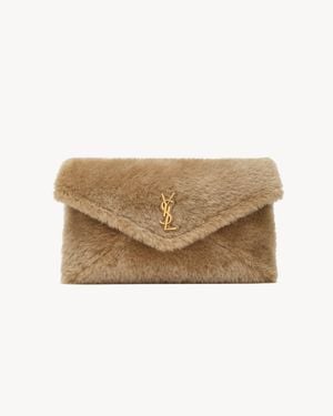 Saint Laurent Cassandre Large Envelope Pouch - Natural