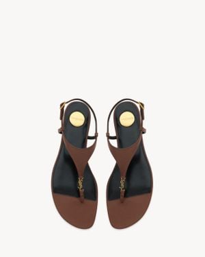 Saint Laurent Cassandra Sandalen Aus Glattleder Bernstein - Braun